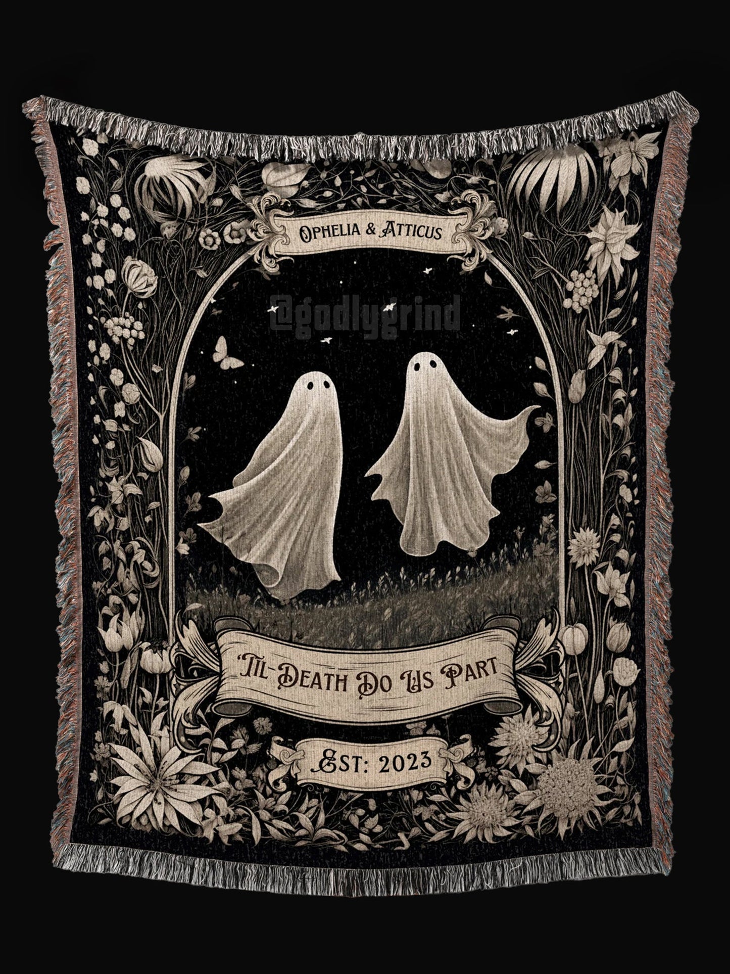 Ghost Couple 'Till Death Do Us Part' Woven Blanket