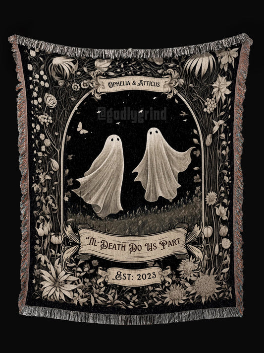 Ghost Couple 'Till Death Do Us Part' Woven Blanket